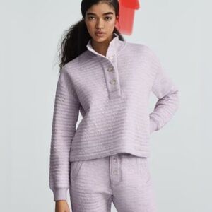 EVERLANE Women's Purple Quilted Crop Sweatshirt